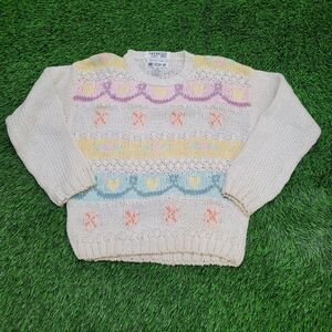 Vintage 90s Knitwear Sweater Womens Small 19x23 Ivory